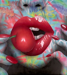 Cherry Lips by Rerun - Original Painting on Stretched Canvas sized 33x37 inches. Available from Whitewall Galleries